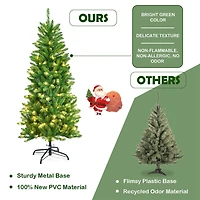 Costway 5ft. Pre-Lit Slim Pencil Fir Artificial Christmas Tree, Warm White LED Lights