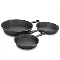 Gibson Home® Addlestone 3-Piece Pre-Seasoned Cast Iron Skillet Set
