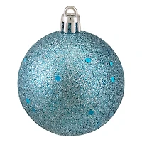 60ct Shatterproof Turquoise Blue 4-Finish Ball Ornaments