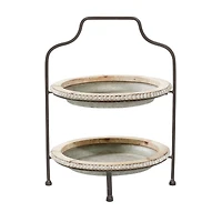 Gray Metal Farmhouse Tiered Server, 20" x 16" x 15"