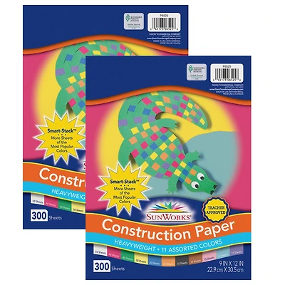SunWorks® 9" x 12" Multicolor Construction Paper, 2 Pack of 300