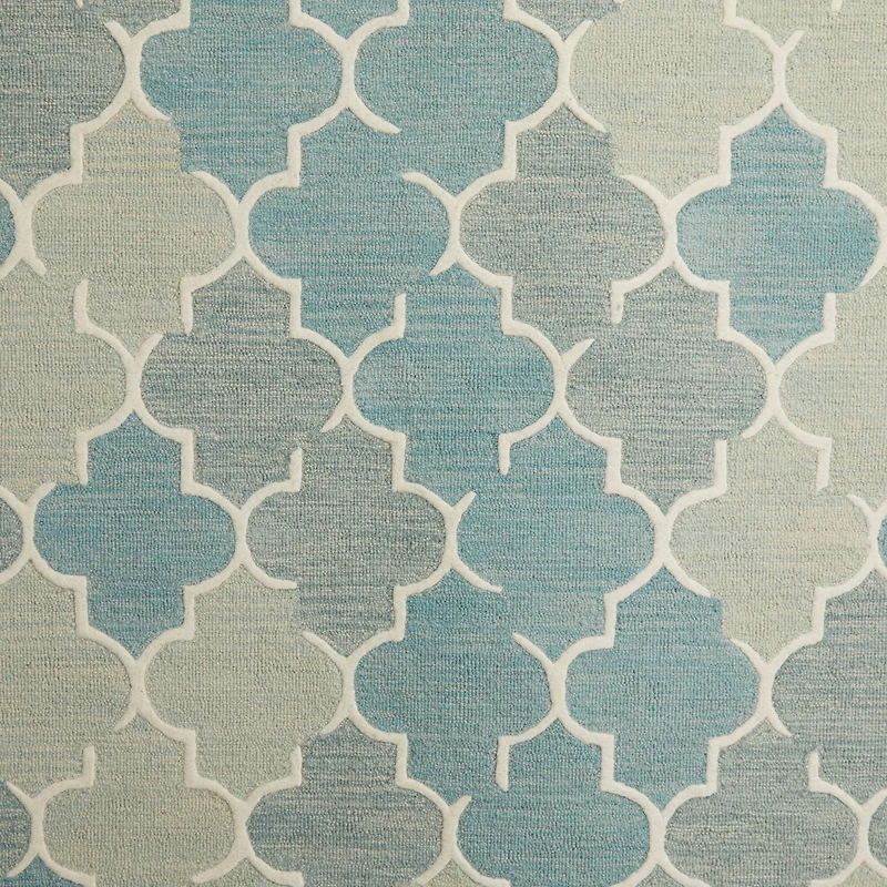 Blue Wool Modern Hand Hooked Rug, 5ft. x 8ft.