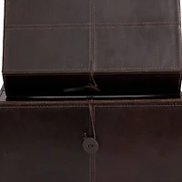 Leather Storage Box with Leather Loop Closure Set