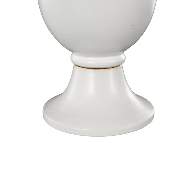 20" White Fluted Urn Shaped Ceramic Vase with Arch Handles