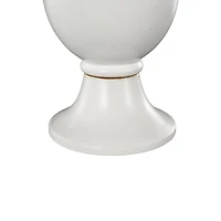 20" White Fluted Urn Shaped Ceramic Vase with Arch Handles