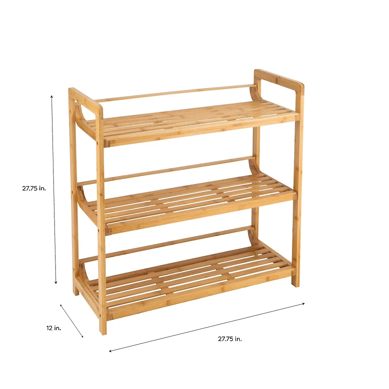 Organize It All Bamboo Double Wide 3-Tier Shelf 
