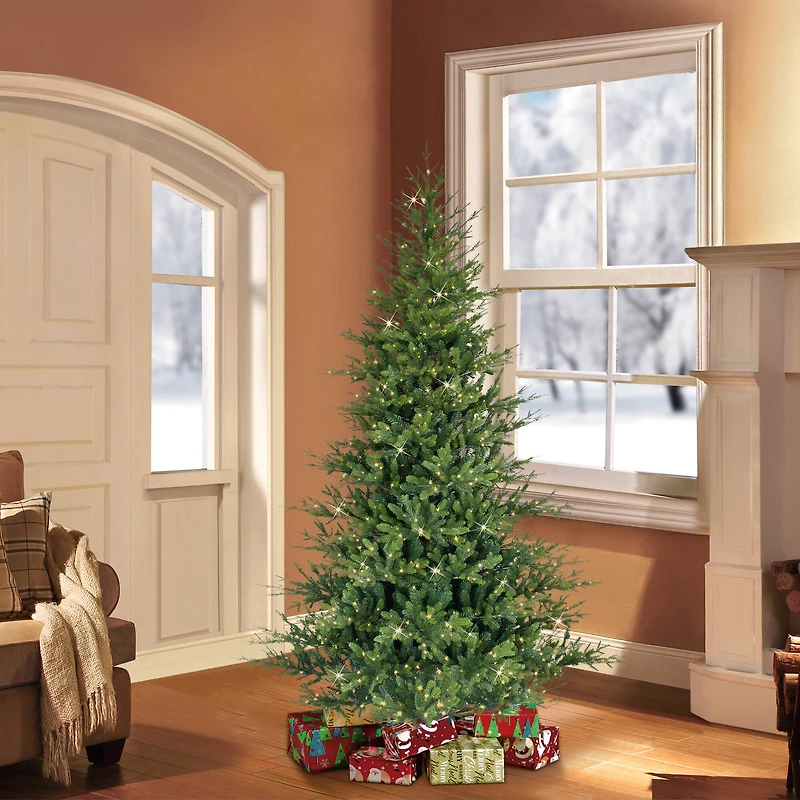 6.5ft. Pre-Lit Alberta Artificial Spruce Christmas Tree, White Lights
