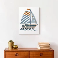 Striped Sailboat 12" x 16" Canvas Wall Art