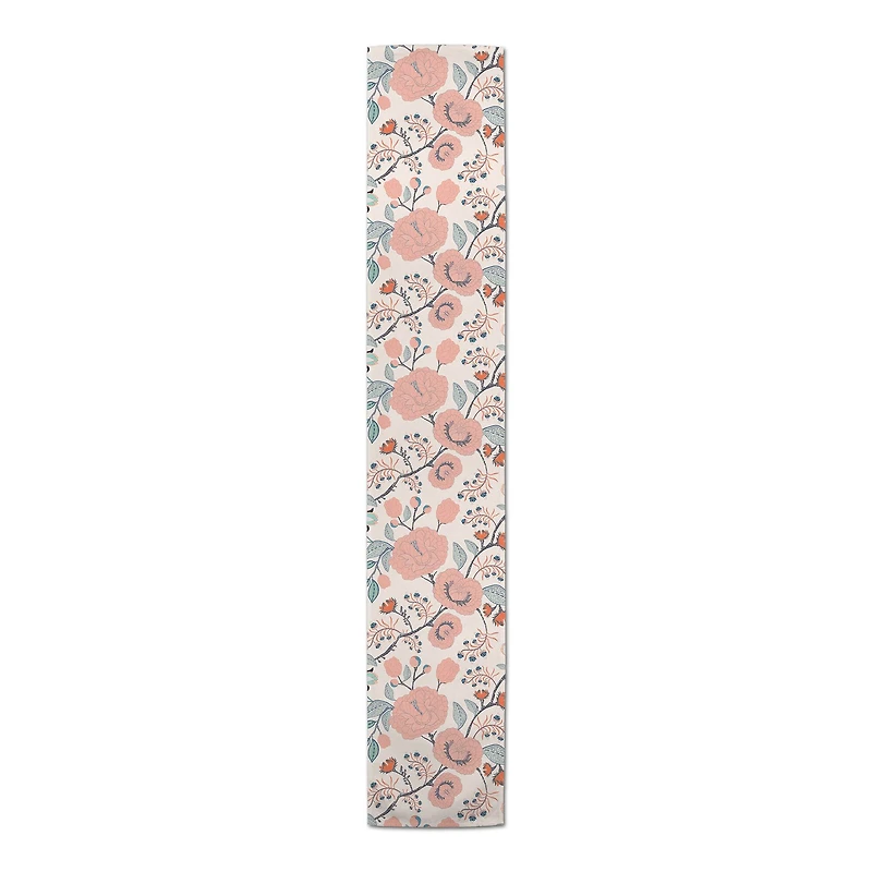Pink Navy Floral 16" x 90" Cotton Twill Runner