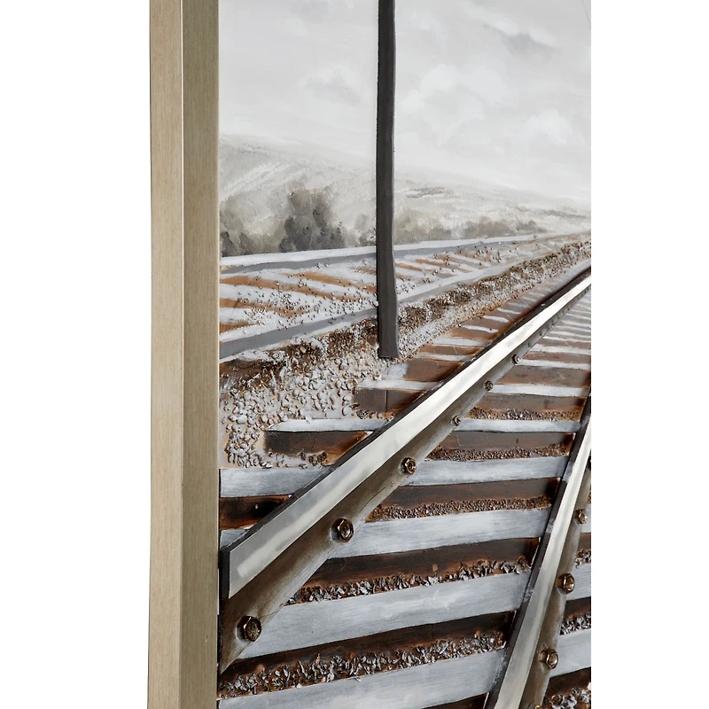 Gray Industrial Railroad Canvas Wall Art, 53" x 44"