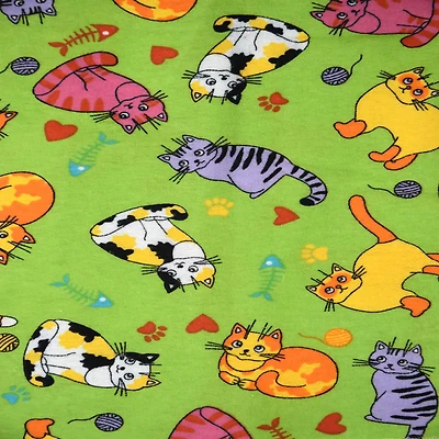 Feldman Green Cats Cotton Flannel