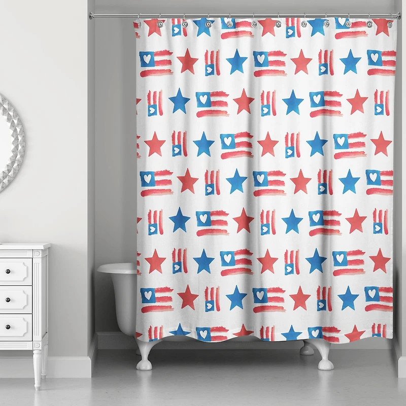 Flags & Stars Pattern Shower Curtain