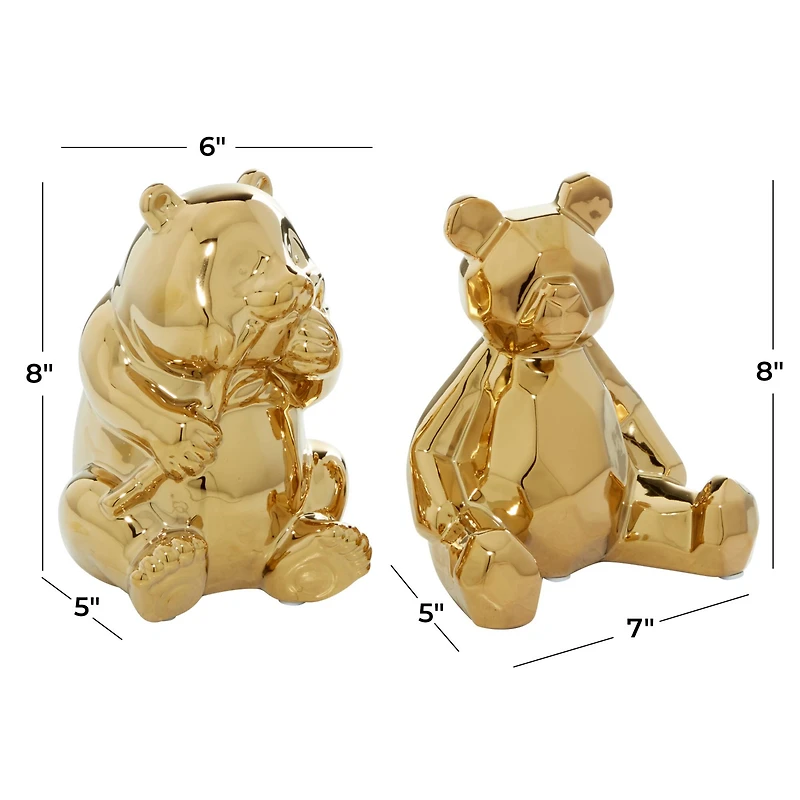 Gold Porcelain Glam Sculpture, set of 2, 7", 8"