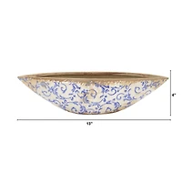 4" Tuscan Ceramic Blue Scroll Decorative Bowl