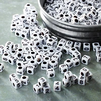 White Number Acrylic Cube Beads, 5mm by Bead Landing™