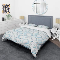 Designart '3D White And Blue Pattern IV' Mid-Century Duvet Cover Set