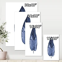 Designart - Blue Leaf Watercolour On White