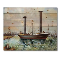 Designart - Ancient Boat Leaving The Harbor