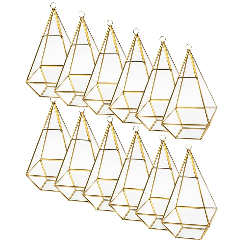 12 Pack: 9.5" Gold Triangle Glass Terrarium by Ashland™