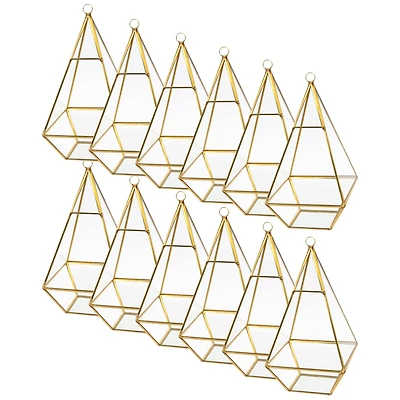 12 Pack: 9.5" Gold Triangle Glass Terrarium by Ashland™