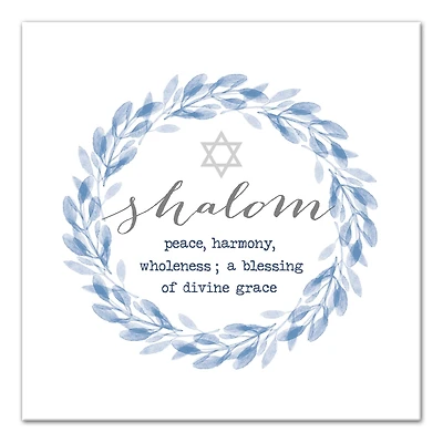 Shalom Def Wreath Blue 16x16 Canvas Wall Art