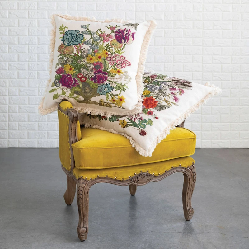 Hello Honey® Embroidered Floral & Fringe Cotton Pillow Set