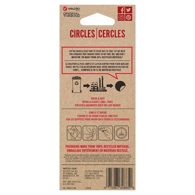 VELCRO® Brand Black Stick 'Em Circles