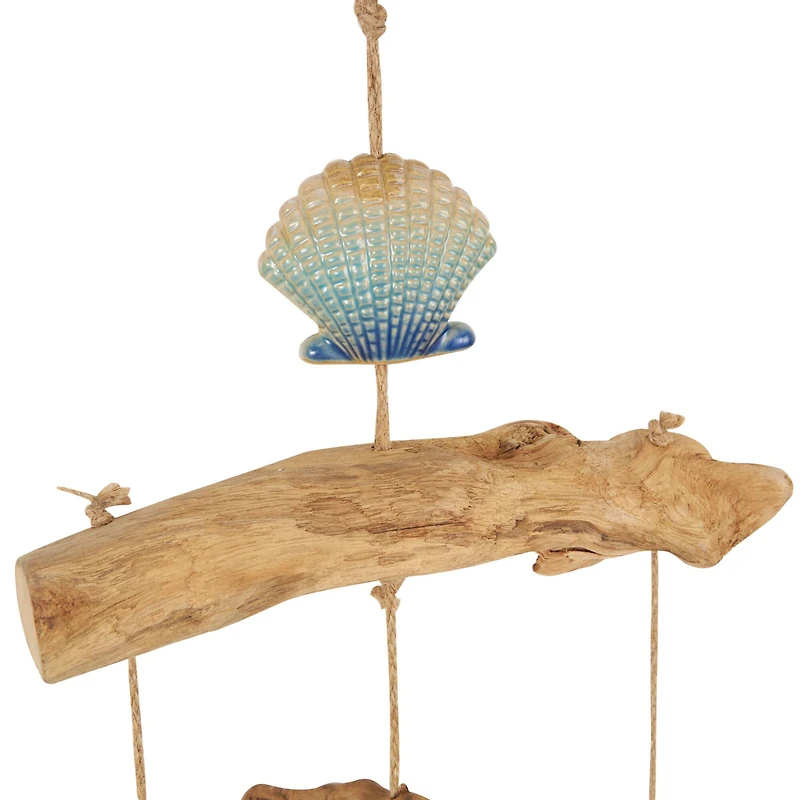 3ft. Blue Ceramic Shell Handmade Ombre Windchime with Driftwood & Bead Accents