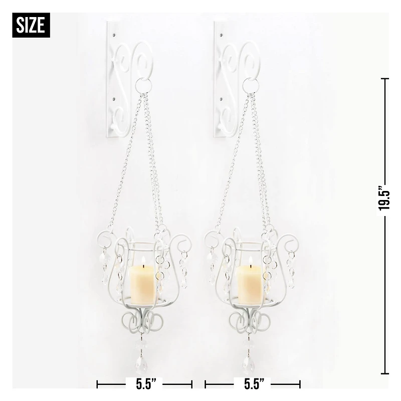 19.5" Bedazzling Pendant Candle Wall Sconce, 2ct.