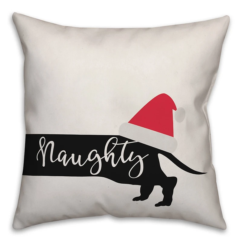 Naughty or Nice Dachshund Throw Pillow