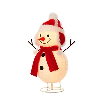 28" Pop-Up Fluffy Snowman Figurine
