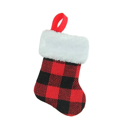7" Alpine Chic Shepherd's Check Stocking