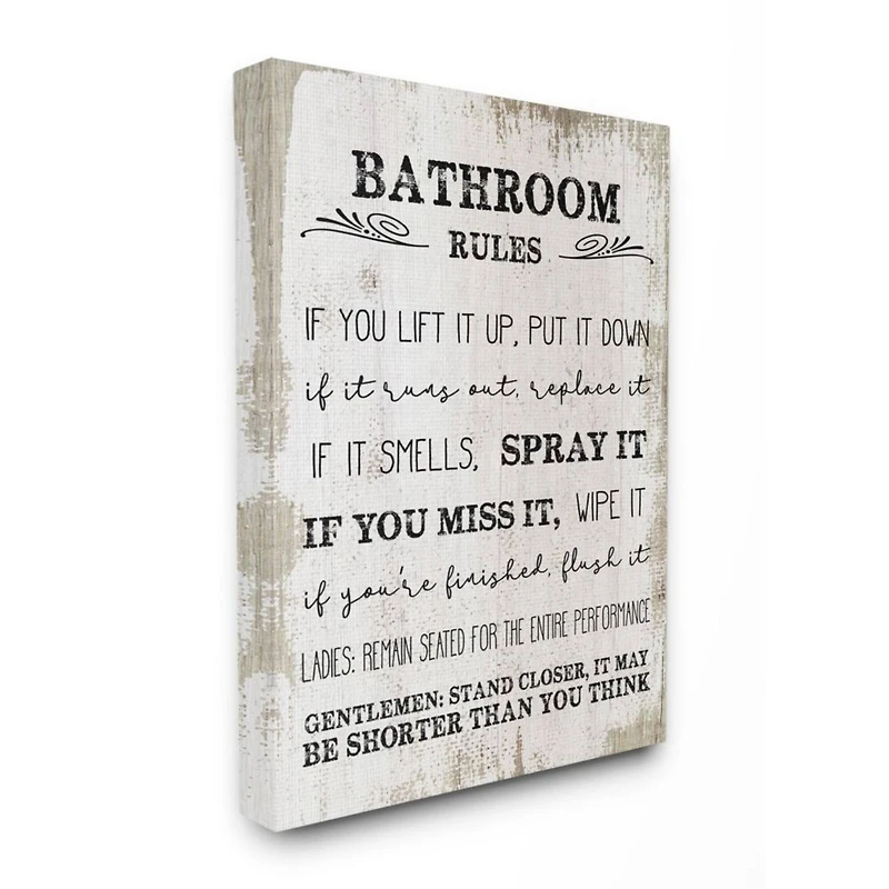Stupell Industries Bathroom Rules Canvas Wall Art