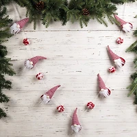 Glitzhome® 6ft. Red & White Fabric Christmas Gnome Garland