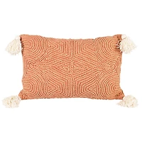 Hello Honey® Rust & Natural Embroidery Cotton Lumbar Pillow with Tassels