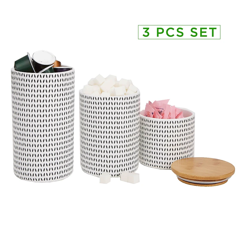 Mind Reader Blue Round Ceramic Canister Set with Lids, 3ct.