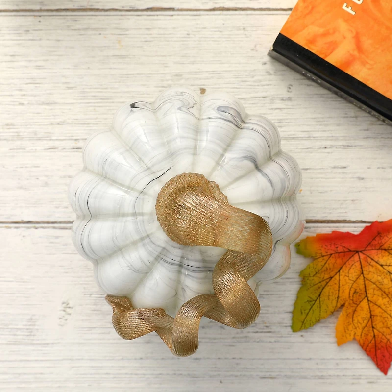 Glitzhome® Gray Marble Glass Pumpkin Set
