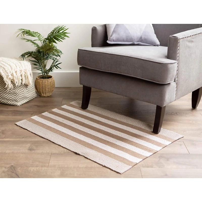 DII® Stone Cabana Stripe Recycled Yarn Rug, 2ft. x 3ft.