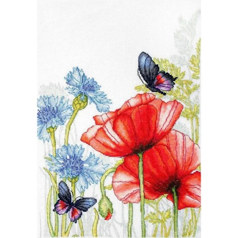 Luca-s Poppies And Butterflies Counted Cross Stitch Kit