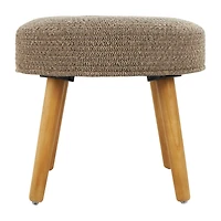 17" Brown Chevron Textured Stool with Wooden Legs