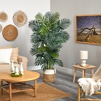 6.5ft. Golden Cane Artificial Palm Tree in Handmade Natural Jute and Cotton Planter
