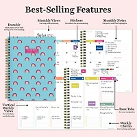 TF Publishing 2024 - 2025 Blue Sky Rainbows Medium Spiral Planner