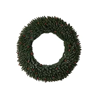 5ft. Clear LED Lights Flocked Artificial Christmas Wreath With Pinecones & Berries