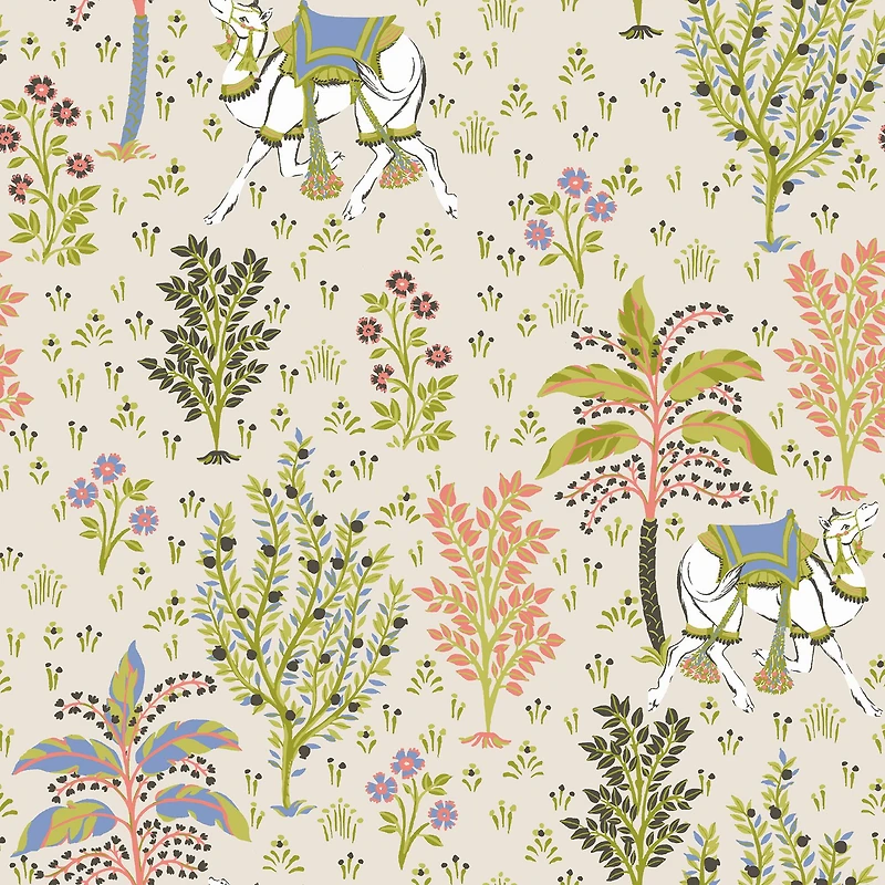 NuWallpaper PrintFresh Linen Camel's Courtyard Peel & Stick Wallpaper