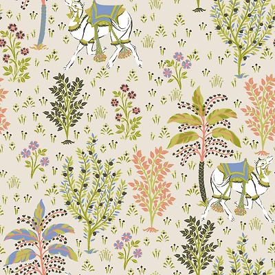NuWallpaper PrintFresh Linen Camel's Courtyard Peel & Stick Wallpaper