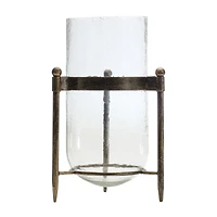 14" Glass Hurricane Candle Holder in Metal Stand