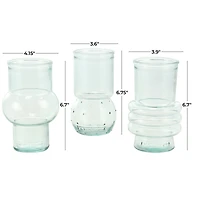 Clear Small Bubble Ribbed Recycled Glass Vase Set
