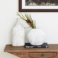 Set of 3 Grey Stoneware Contemporary Vase, 9" x 8"