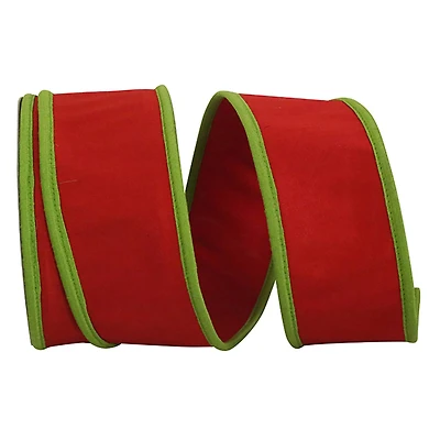 Reliant 2.5" x 10yd. Red & Lime Deluxe Dupioni Folded Heavy Wired Ribbon