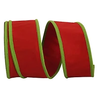 Reliant 2.5" x 10yd. Red & Lime Deluxe Dupioni Folded Heavy Wired Ribbon